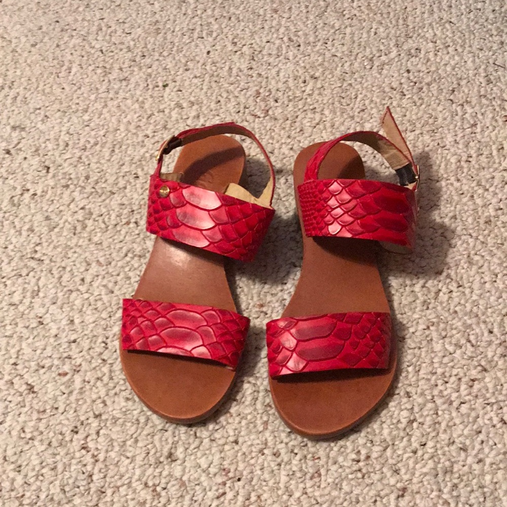 Red leather sandals